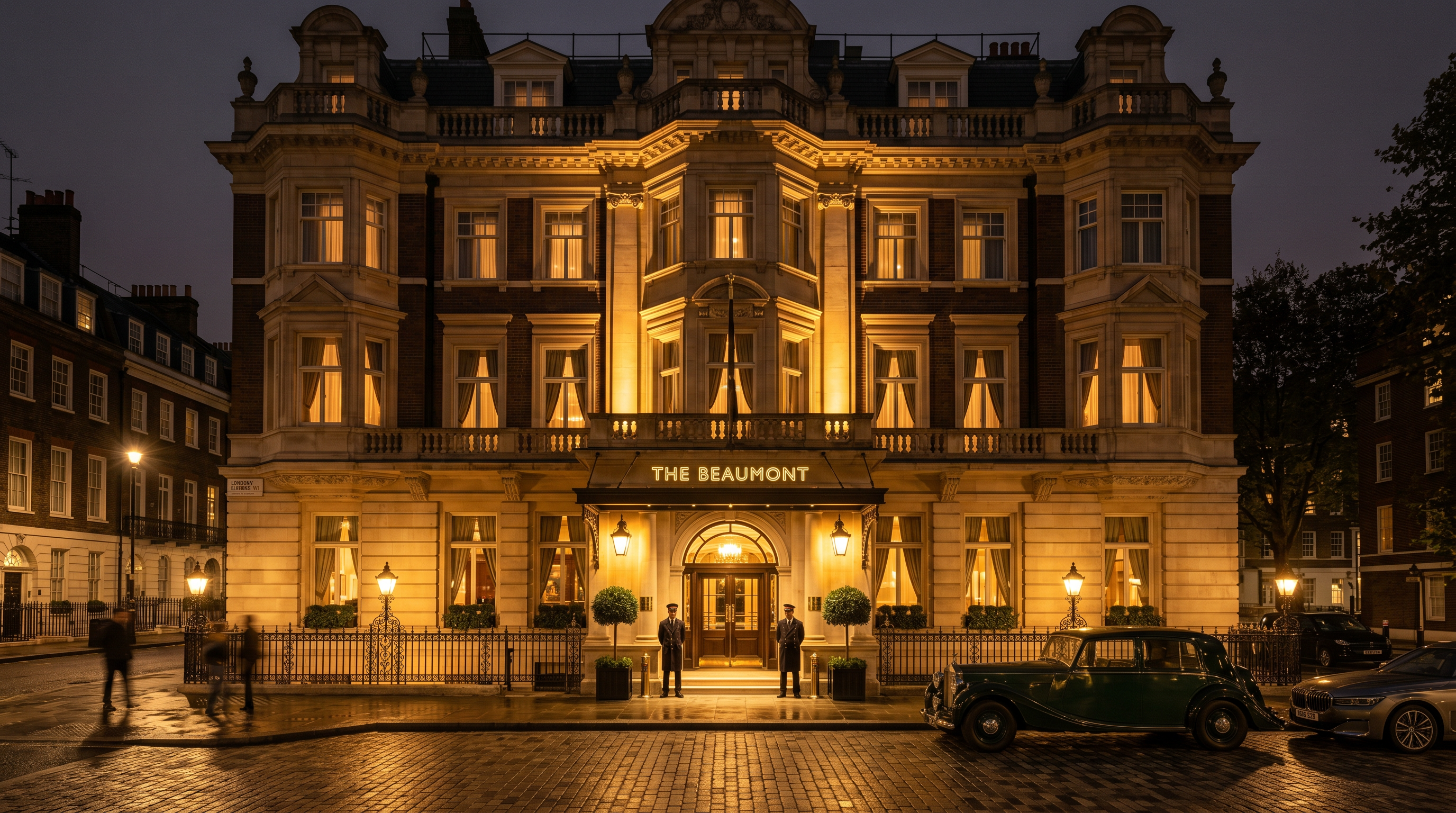 UK Boutique Resort exterior at night